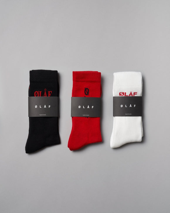 3-Pack ØLÅF Socks <br>Red / Black